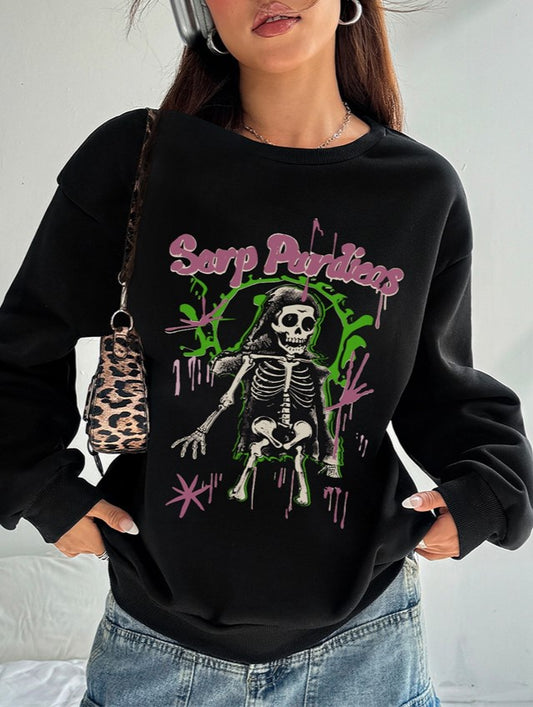 Women Skull Print Casual Sweatshirt