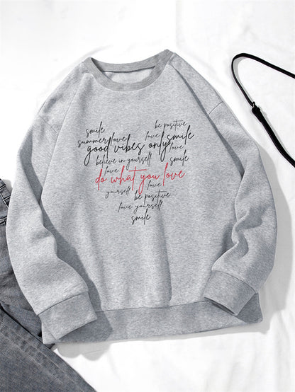 Women English Letter Printed Heart Shape Sweatshirt