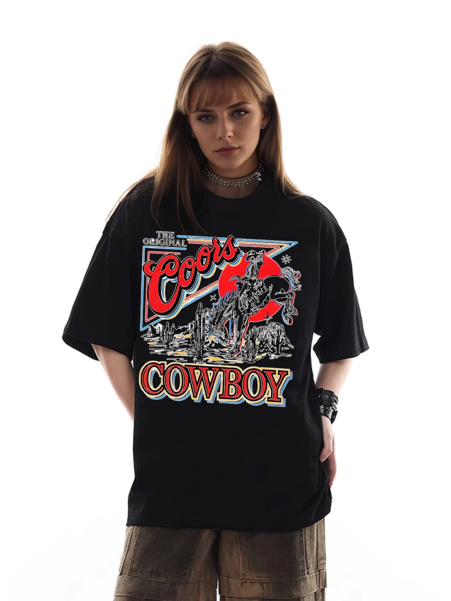 Women COWBOY Printed Casual Short Sleeve T-Shirt