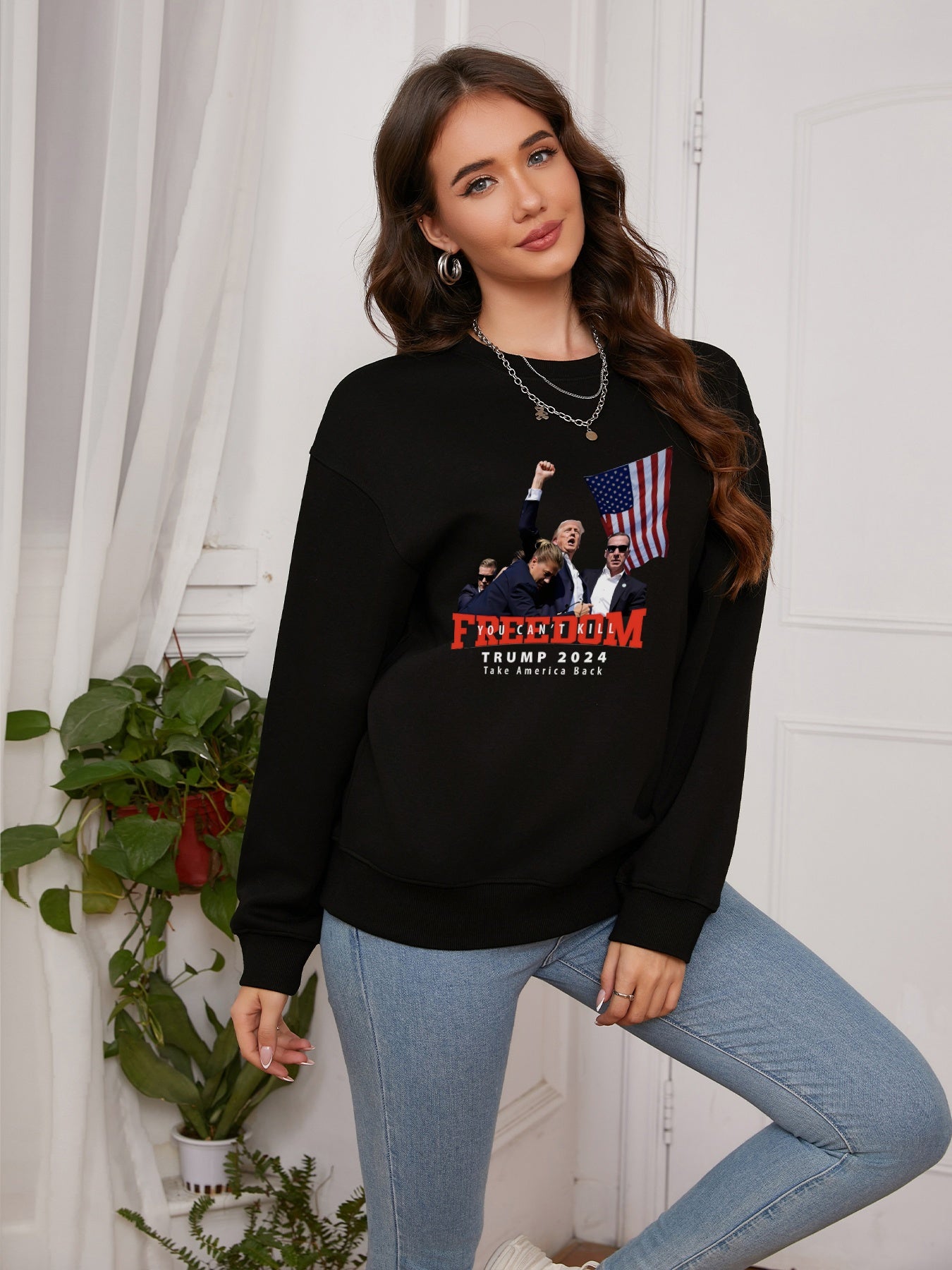 Women FREEDOM 2024 Printed Casual Sweatshirt