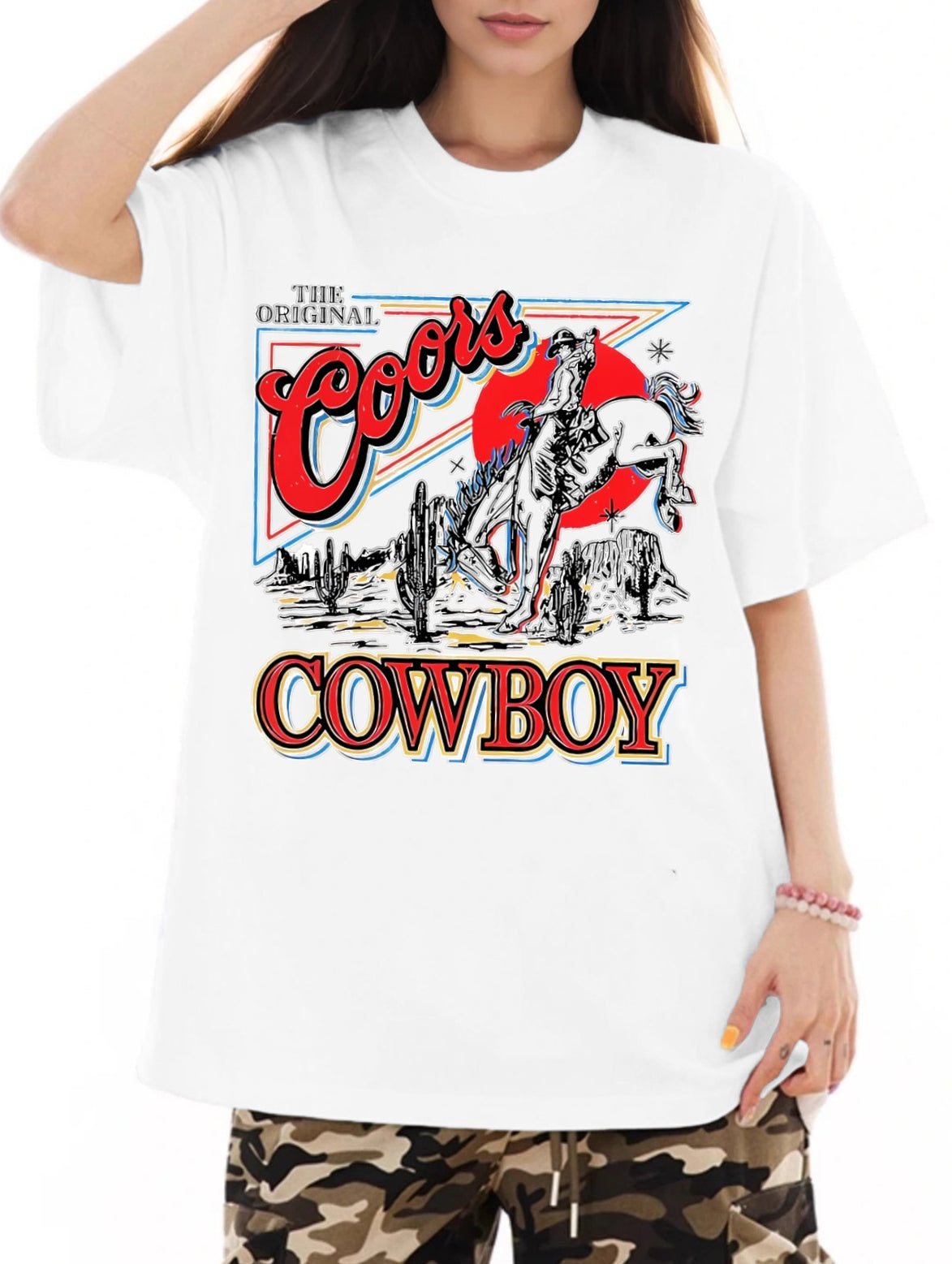 Women COWBOY Printed Casual Short Sleeve T-Shirt