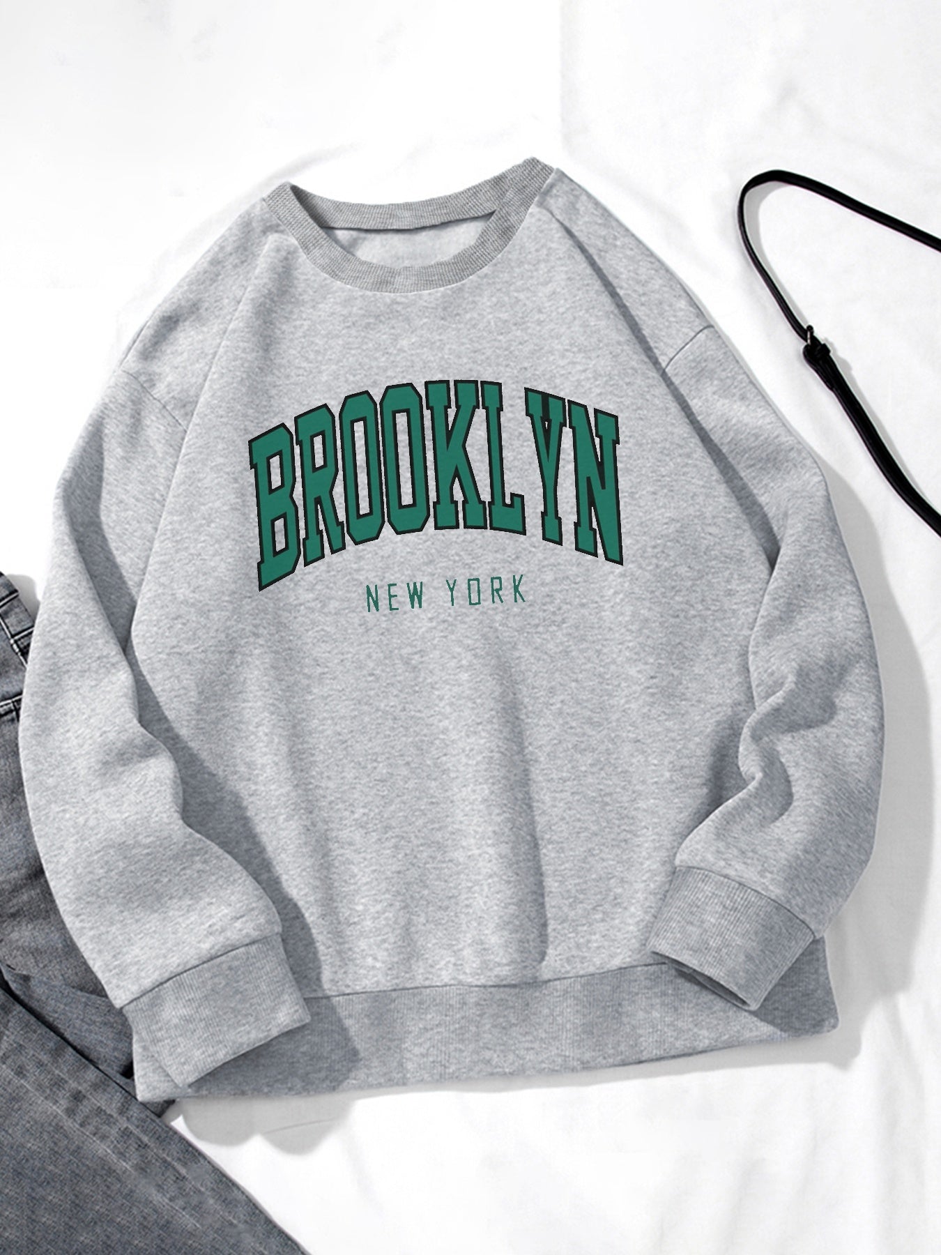 Women Brooklyn Letter Printed Oversized Sweatshirts Casual Pullovers