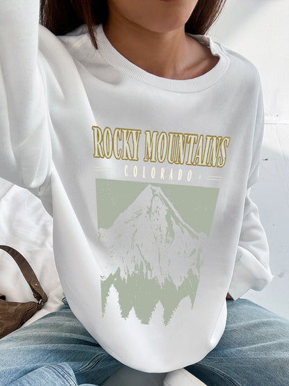 Women Snow Mountain Printed Casual Sweatshirt