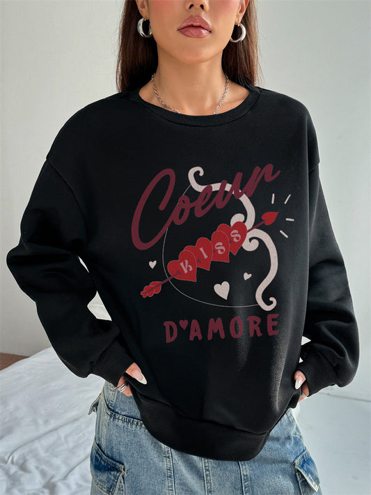 Women Coeur D'amour Kiss Printed Crew Neck Pullover