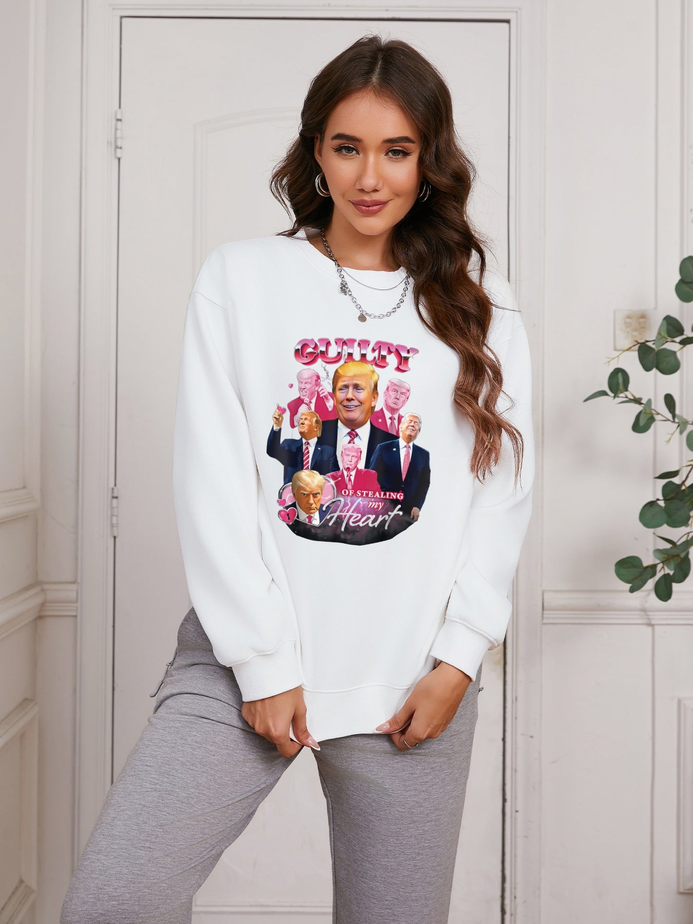 Women GUILTY TRUMP Character Printed Casual Sweatshirt