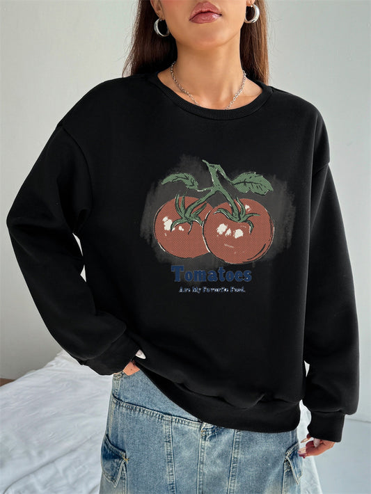 Women Tomato Print Casual Sweatshirt