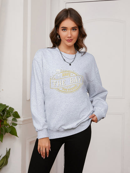 Women Have The Day You Deserve Little Skull Print Casual Sweatshirt