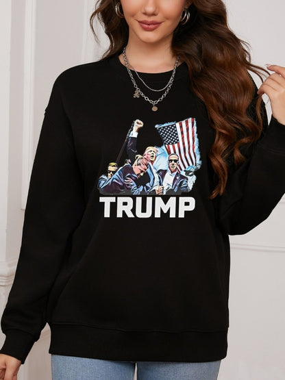 Women Fight 2024 Trump Print Casual Sweatshirt