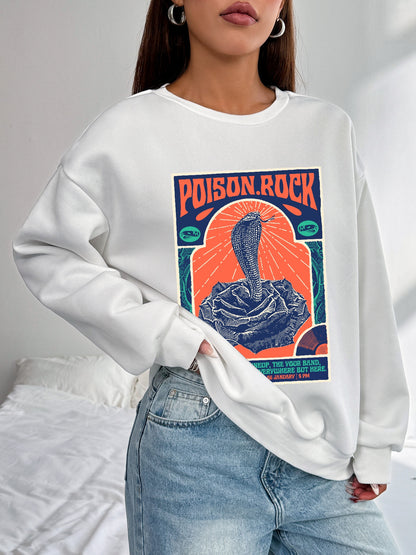 Women American Style Cobra Print Casual Sweatshirt