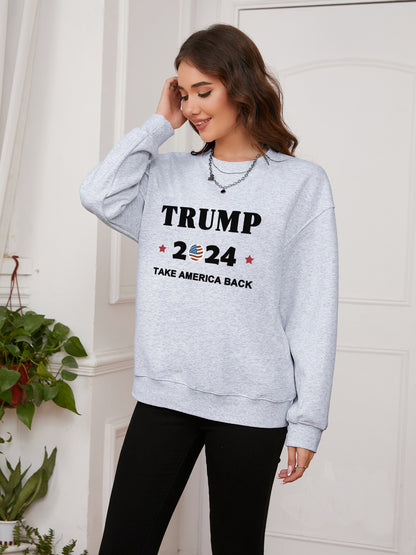 Women Trump 2024 Take American Back Print Casaul Sweatshirt