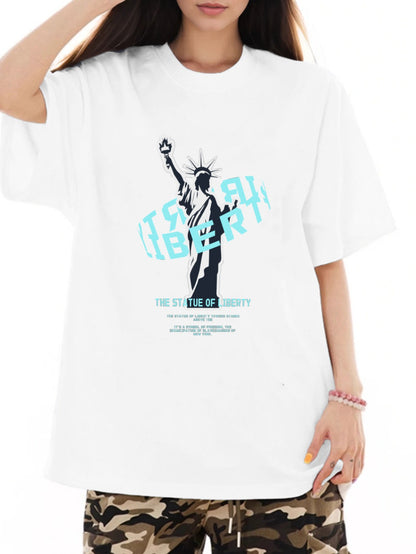 Women Statue of Liberty Print Casual T-Shirt