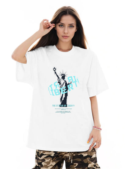 Women Statue of Liberty Print Casual T-Shirt