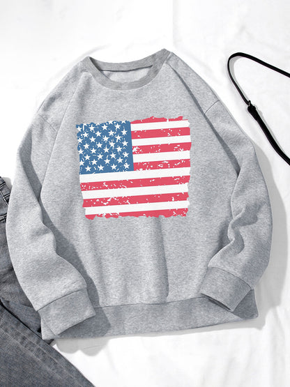 Women America Flag Print Casual Sweatshirt