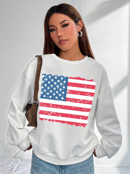 Women America Flag Print Casual Sweatshirt