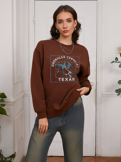 Women American Cowgirl Print Casual Sweatshirt