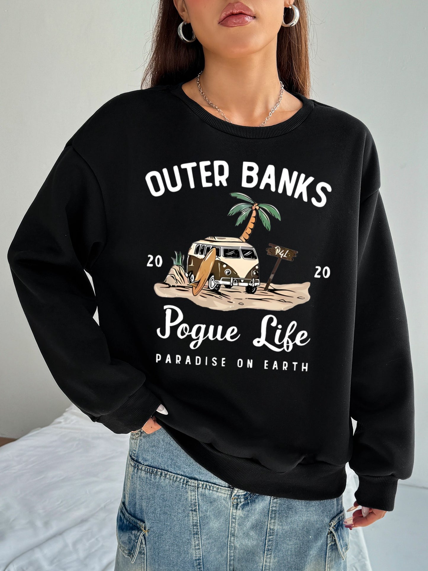 Women OUTER BANKS Campervan Print Sweatshirt