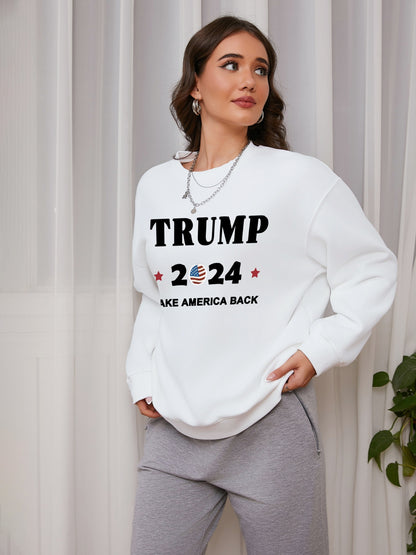 Women Trump 2024 Take American Back Print Casaul Sweatshirt