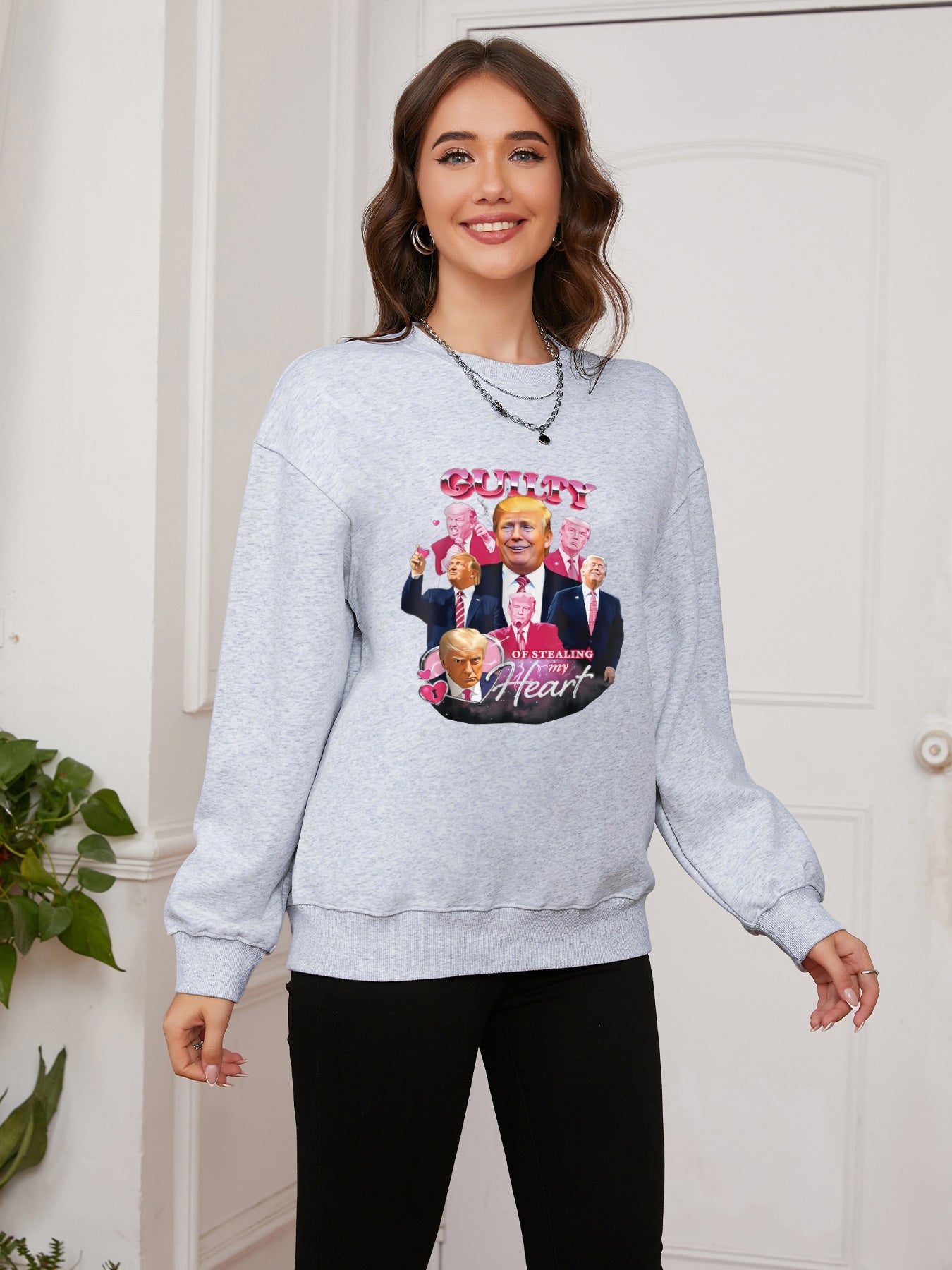 Women GUILTY TRUMP Character Printed Casual Sweatshirt