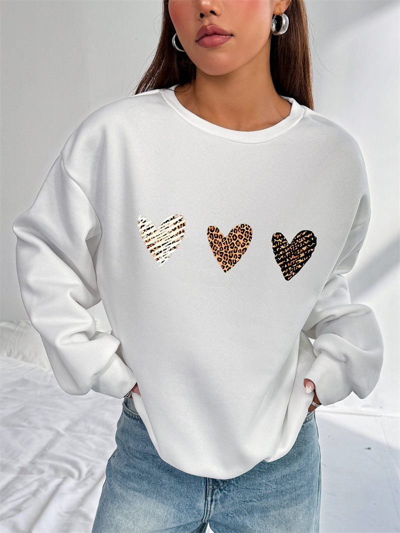 Women Gradient Heart Printed Casual Sweatshirt