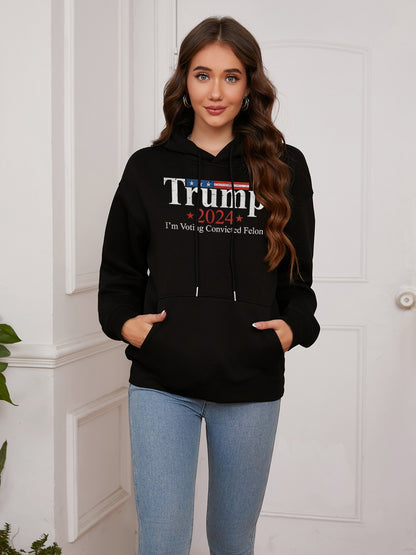 Women I'm Voting Convicted Felon Print Casual Hoodie