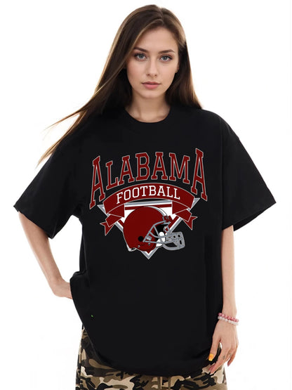 Women ALABAMA Football Helmet Printed Casual Short Sleeve T-Shirt