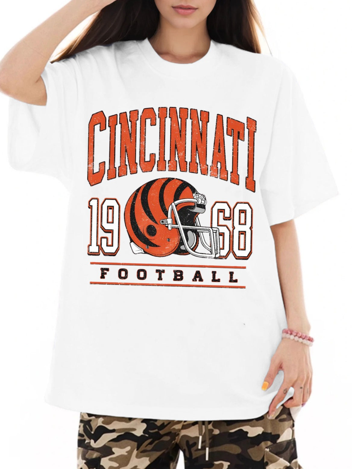 Women 1968 Football Helmet Printed Casual Short Sleeve T-Shirt