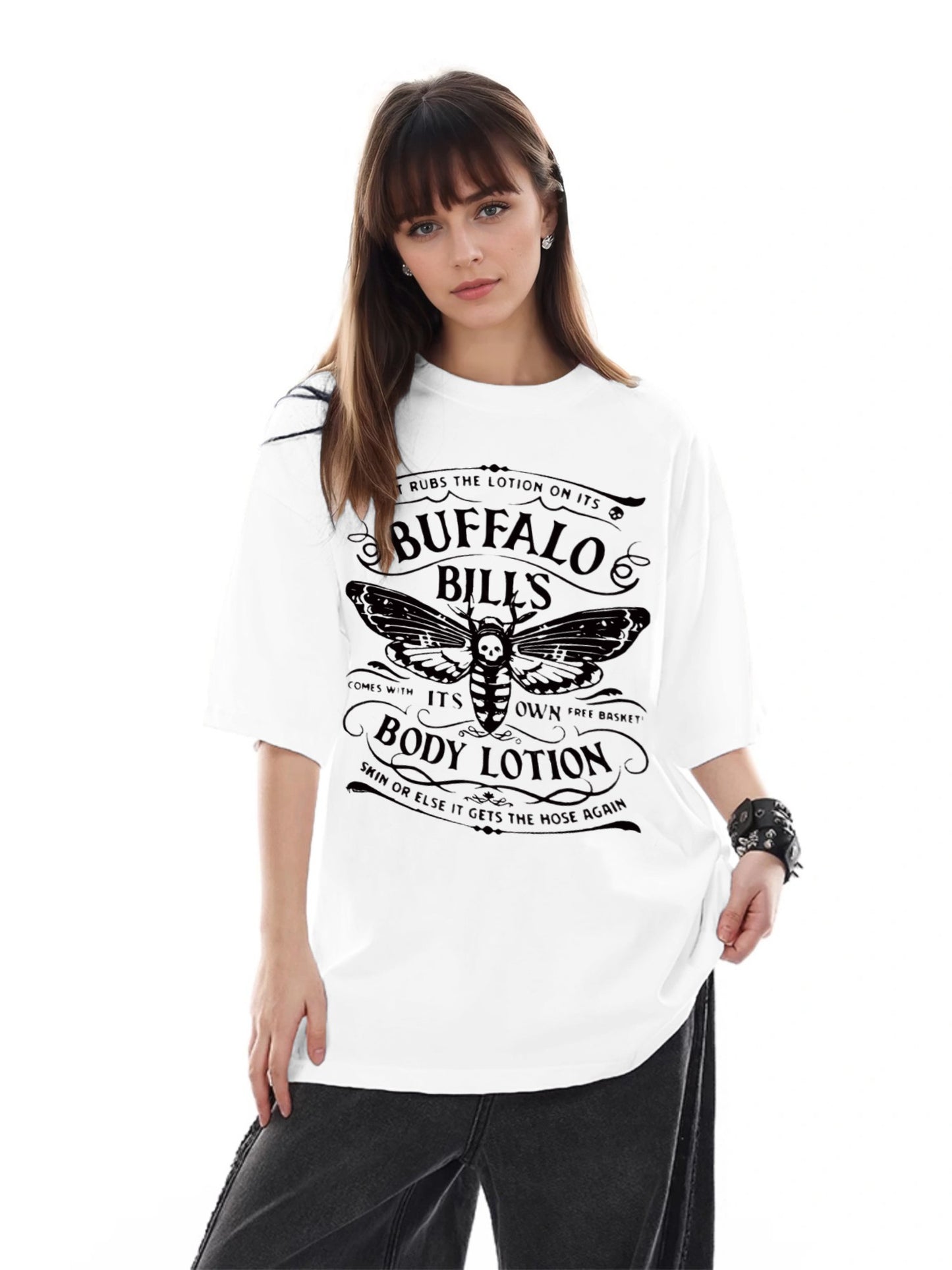 Women Butterfly and Full Text Printed Casual Short Sleeve T-Shirt