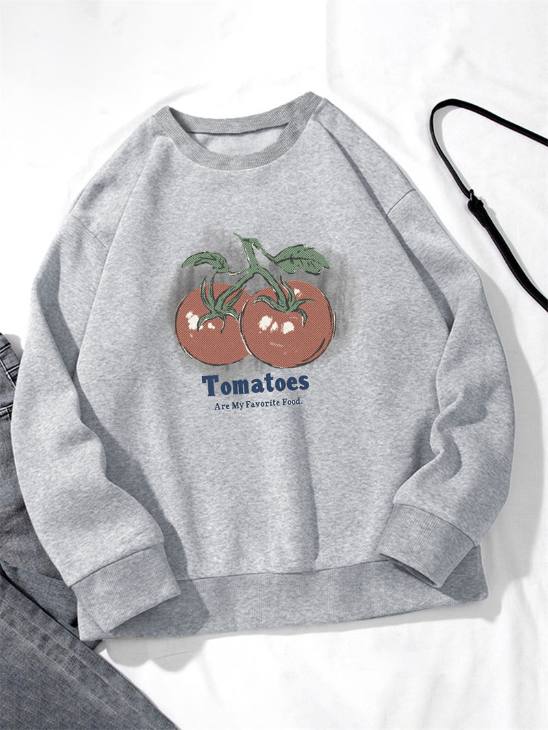 Women Tomato Print Casual Sweatshirt