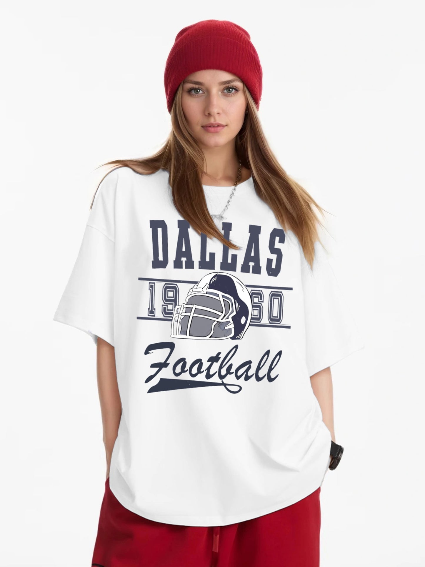 Women Football Helmet Printed Casual Short Sleeve T-Shirt