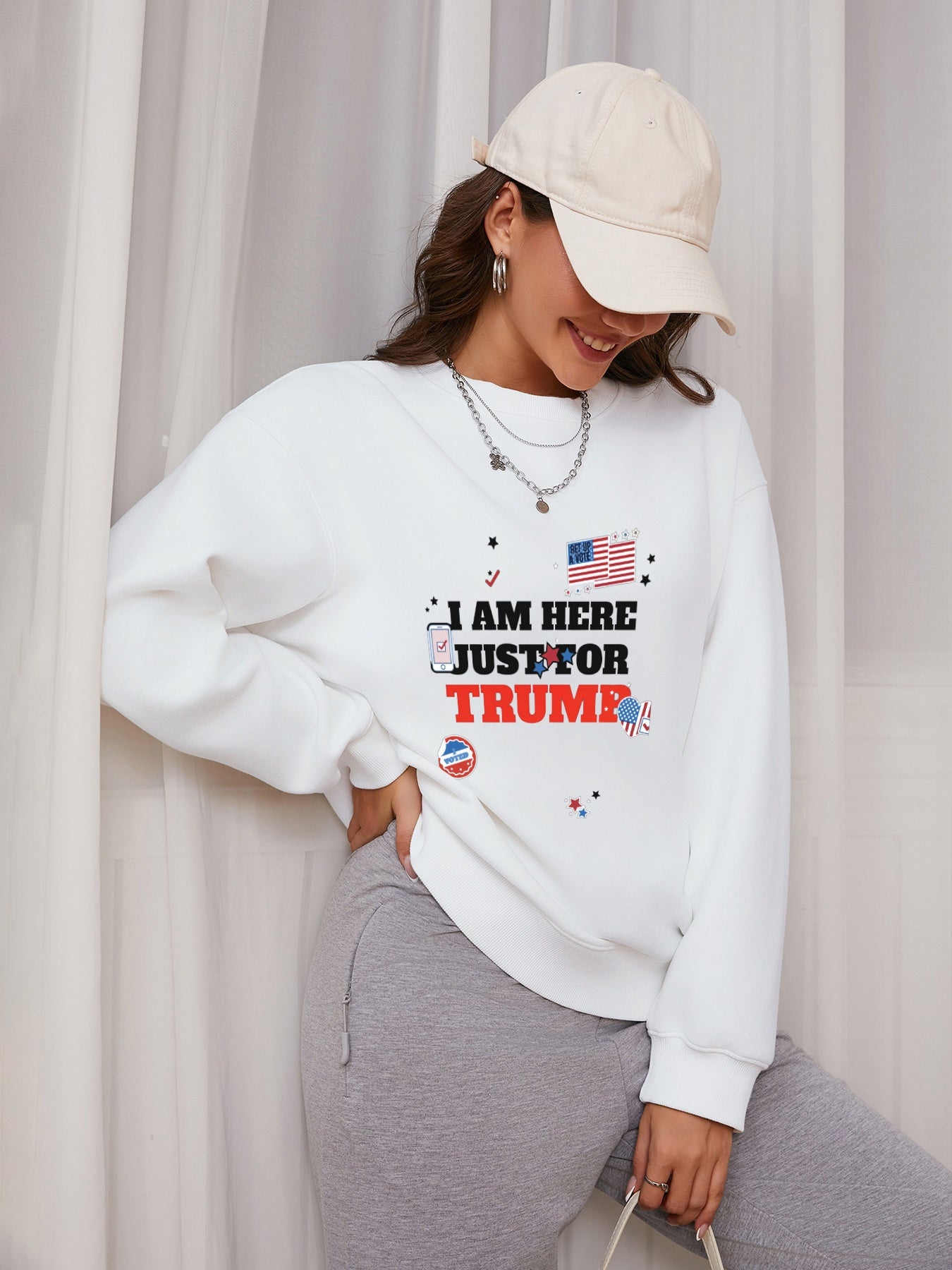 Women I'M HERE JUST FOR TURMP Long Sleeve Casual Sweatshirt