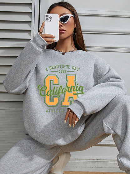 Women CA California Printed Long Sleeve Casual Pullover