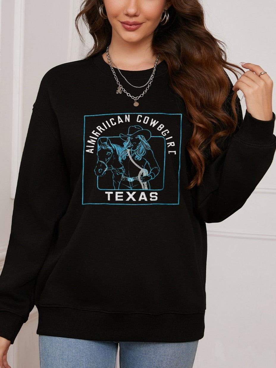 Women American Cowgirl Print Casual Sweatshirt