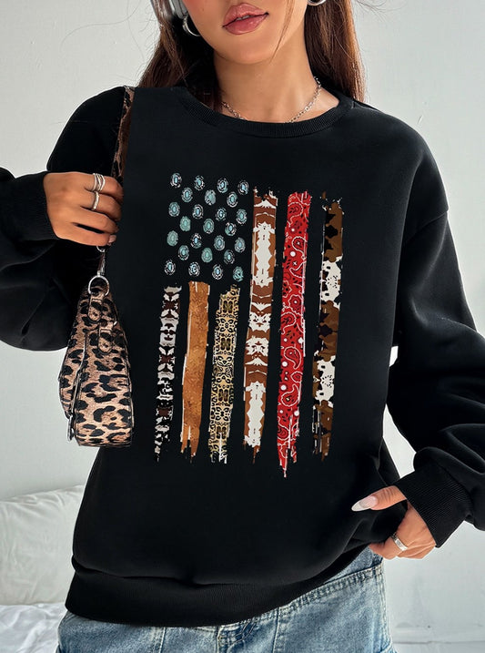 Women Abstract Pattern Printed Oversized Sweatshirts Casual Pullovers