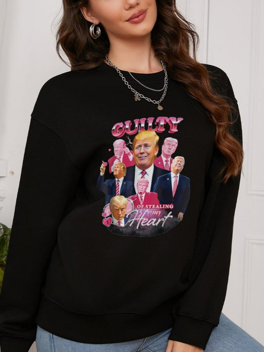 Women GUILTY TRUMP Character Printed Casual Sweatshirt