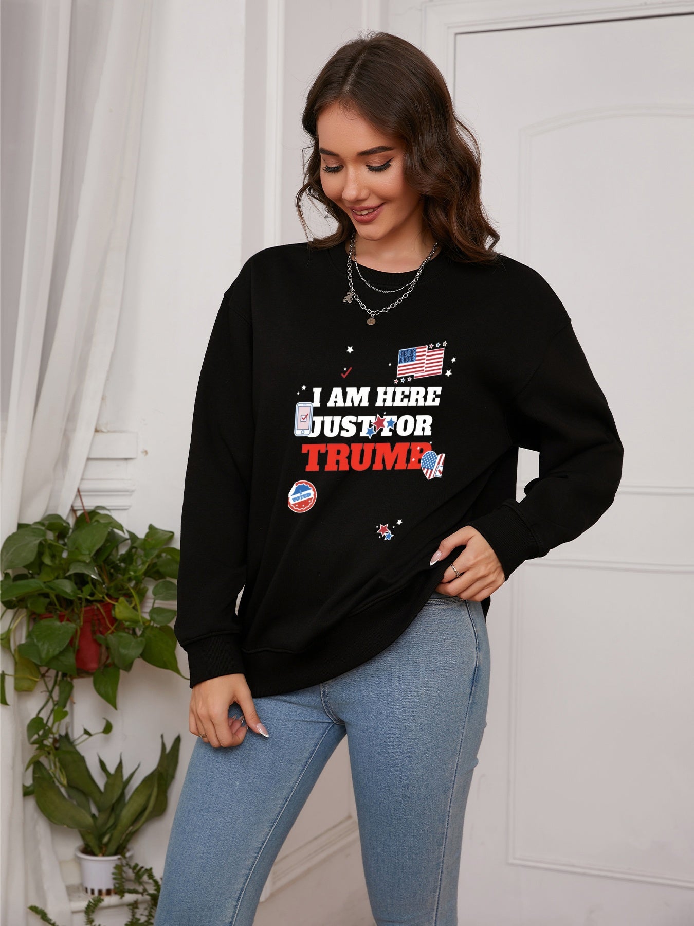 Women I'M HERE JUST FOR TURMP Long Sleeve Casual Sweatshirt