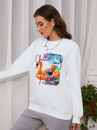 Women Duckling Swim Ring Printed Casual Sweatshirt