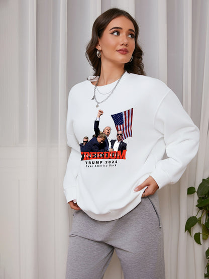 Women FREEDOM 2024 Printed Casual Sweatshirt