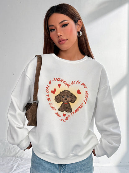 Women Cute Puppy Heart Print Sweatshirt