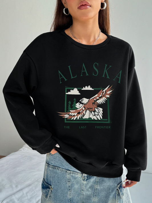 Women Alaska Printed Casual Polyester Soft Sweatshirt