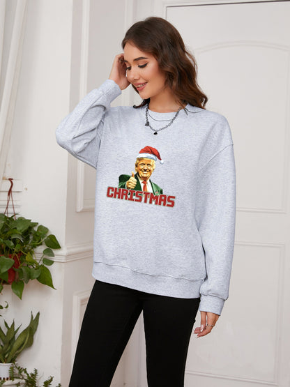 Women Festival Character Print Casual Sweatshirt